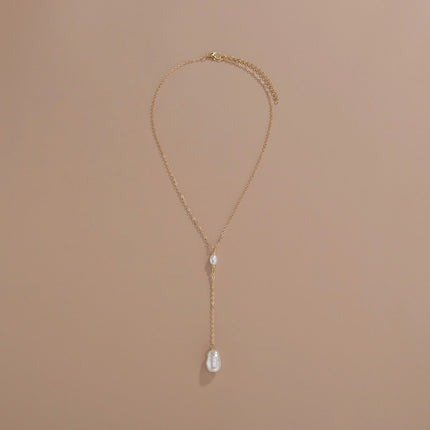Women Pearl Sweater Chain Necklace