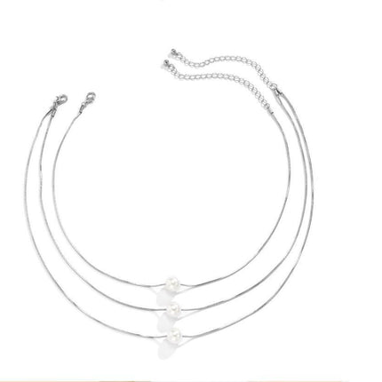 3-Layer Pearl Pendant Necklace - Fashionable Multi Strand Jewelry