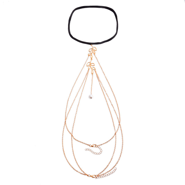 Multi Layer Tassel Pearl Clip Bead Leg Chain