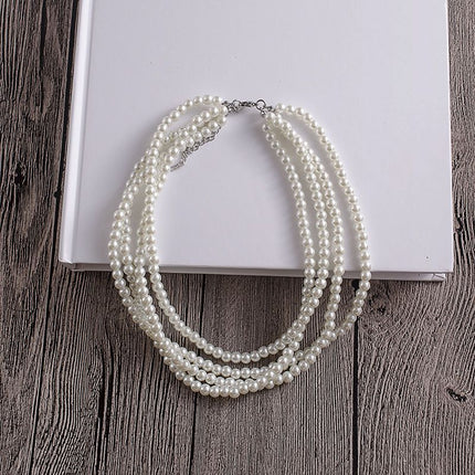 Multilayer Simulated Pearl Choker Necklace for Women - FASHION SHEGOODS LLC