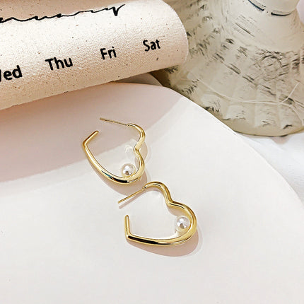 Heart Imitation Pearl Earrings - FASHION SHEGOODS LLC