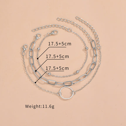 Punk Cuban Chain Charm Layered Bracelet Set