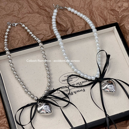 Heart Bowknot Pearl Necklaces - FASHION SHEGOODS LLC