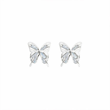 Fashion Rhinestone Hollow Butterfly Stud Earrings