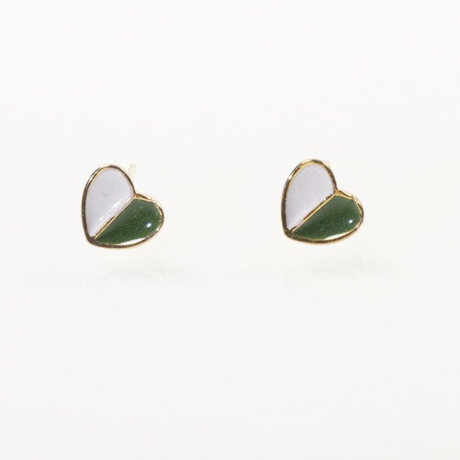 Double Enamel Heart Stud Earrings