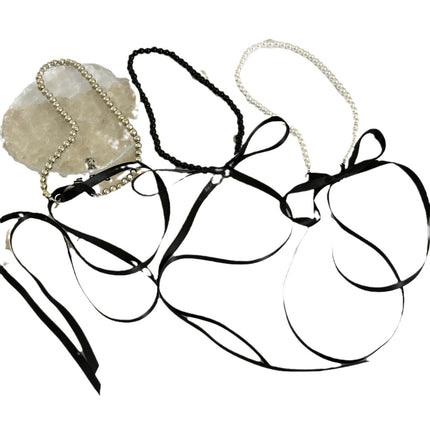 Long Bow Collarbone Chain Necklace DIY Lace up - FASHION SHEGOODS LLC