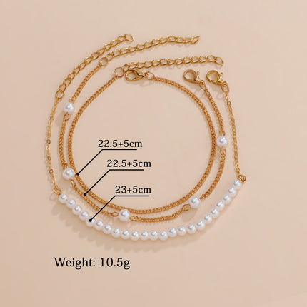 Multi Layers Women Foot Bracelet Beads Pearl Anklet Chain