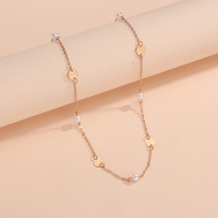 Pearl Disc Chain Necklace