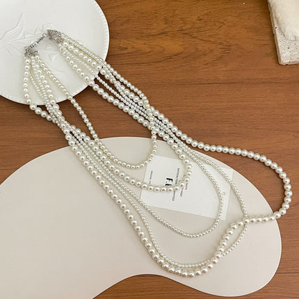 Pearl Beaded Necklace for Women Multi Long Strand Layered - FASHION SHEGOODS LLC