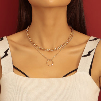 Thick Chain Necklace Women Circle Pendant