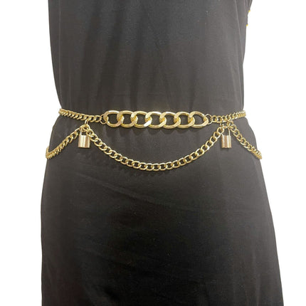 Lady Belly Chain Belt for Dress Belt Lock Pendant