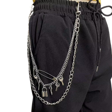 Vintage Metal Key Pendant Multi-layer Waist Chain