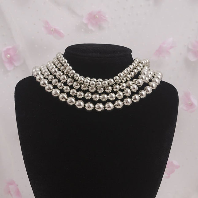 Metallic Bead Necklace Boho Layers Bead Necklace - FASHION SHEGOODS LLC