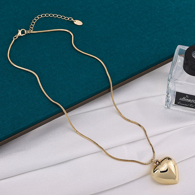 Peach Heart Snake Chain Necklace - FASHION SHEGOODS LLC
