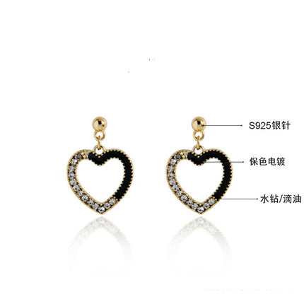 Shiny Rhinestone Heart Earrings