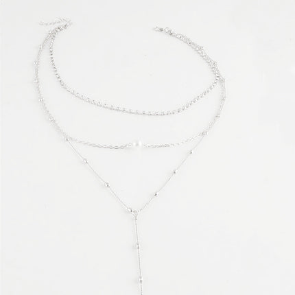 Long Multilayer Beads Chain Pendant Pearl Necklace - FASHION SHEGOODS LLC