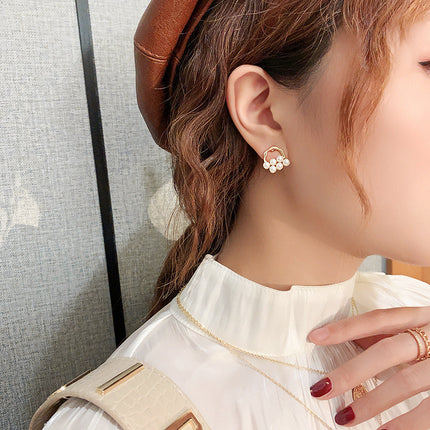 Pearl Beads Geometric Earrings