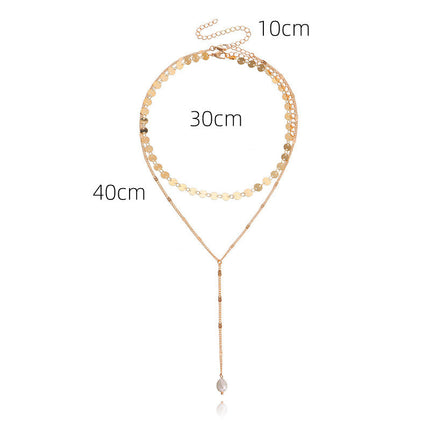 Disc Double Layer Chain Necklace