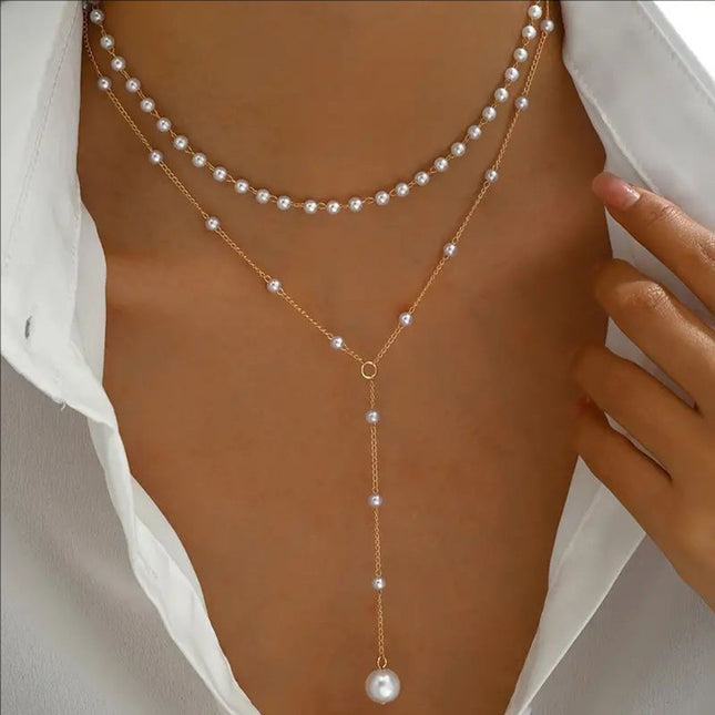 Pearl Tassel Layered Necklace