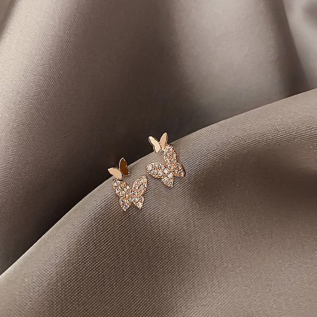 Double butterfly Rhinestone Stud Earring