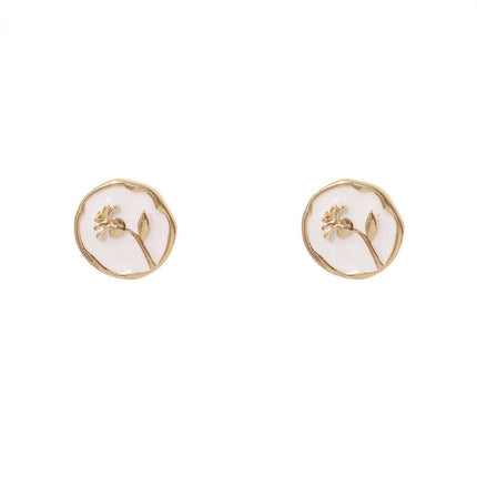 Flower Round Stud Earrings