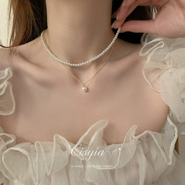 Double Layer Wearing Pearl Necklace