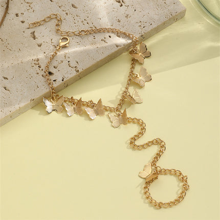 Link Chain Butterfly Finger Hand Bracelets for Women