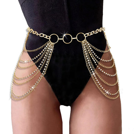 Multi-Layer Waist Chain Rhinestone Tassel Sexy Bikini Chain