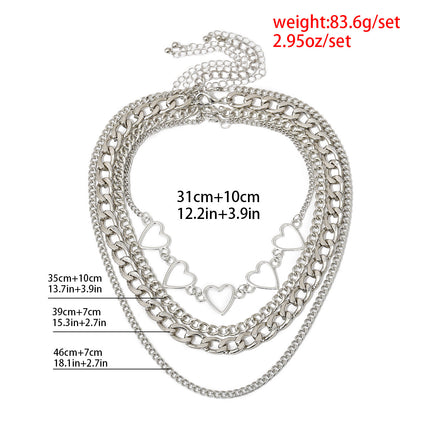 Layer Chain Heart Shaped Necklace for Women - FASHION SHEGOODS LLC