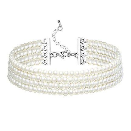 Multi Layered Pearl Neck Chain Necklace Sweater Chain Pearl Necklaces - FASHION SHEGOODS LLC