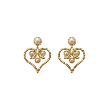 Hollow love Heart Pearl Earrings