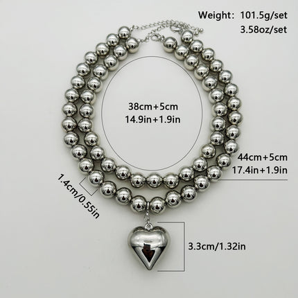 Chunky Heart Shape Exaggerated Big Beads Choker Necklace