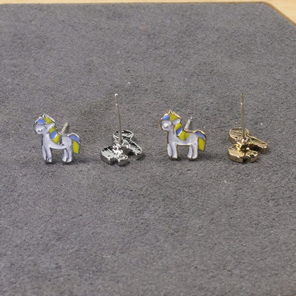 Colorful Unicorn Enamel Stud Earrings