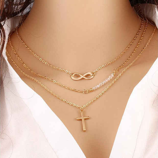 Vintage Choker Multilayer Gold Chain Bead Necklace