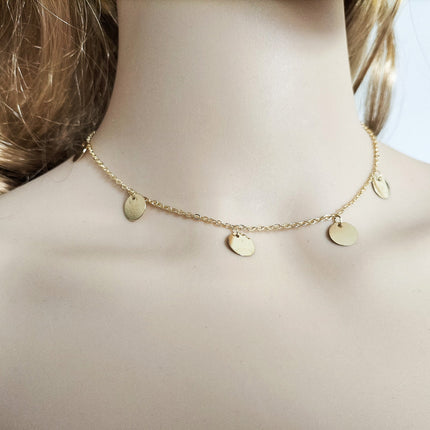 Round Disc Choker Necklace