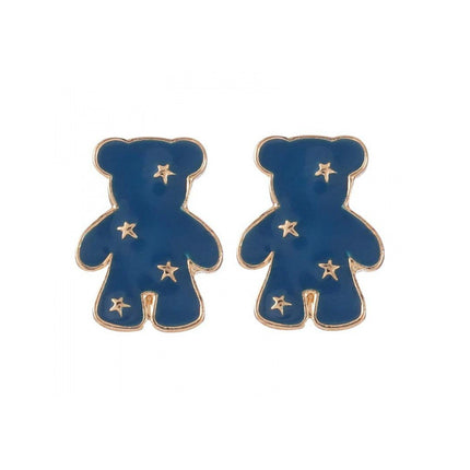 Blue Enamel Cartoon Bear Earring