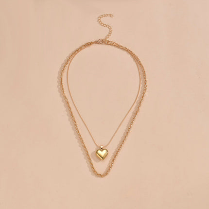 Multilayer Big Heart Pendant Necklace