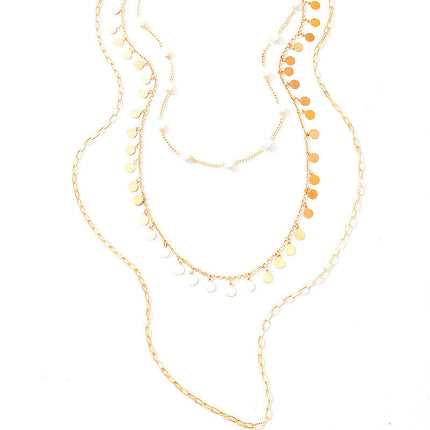 Multi Round Small Disc Charm Necklace - FASHION SHEGOODS LLC