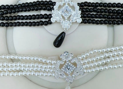Multi Layers Strand Chokers Beaded Imitation Pearl Chains Necklace for Women Necklace Party Jewelry