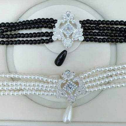 Multi Layers Strand Chokers Beaded Imitation Pearl Chains Necklace for Women Necklace Party Jewelry