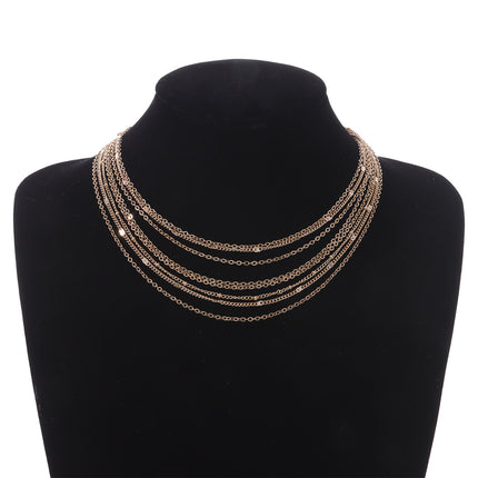 Multi Layer Tassel Metal Collarbone Chain Necklace - FASHION SHEGOODS LLC