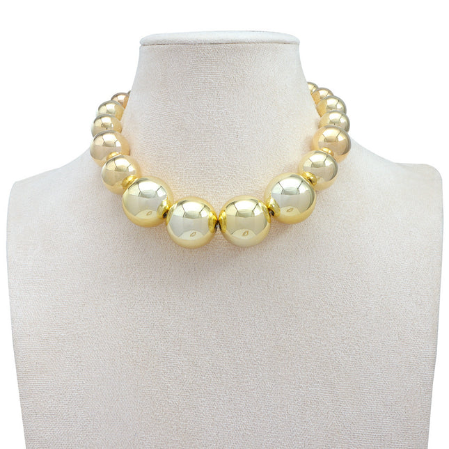 Exaggerated Punk Big Round Beads Collarbone Necklace