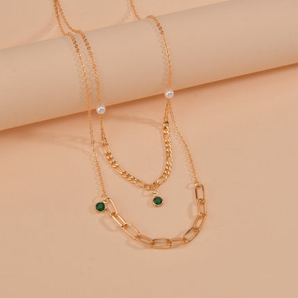 Multi Layer Necklace Crystal Stone Tassel Pendant