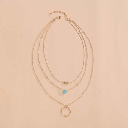 Gold Long Bohemian Pendant Necklace Turquoise Layered Necklace - FASHION SHEGOODS LLC