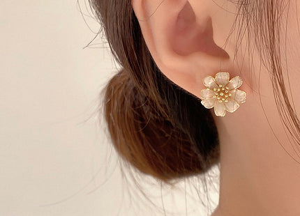 Enamel Petal Flower Earrings