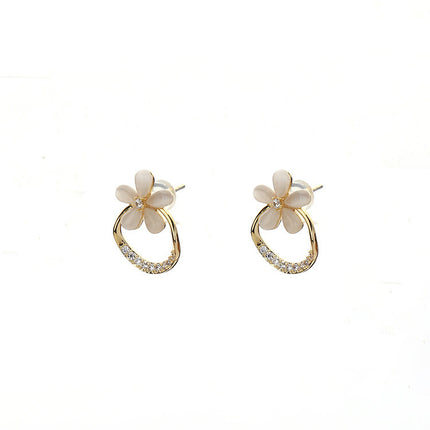 Opal Flower Stud Earrings - FASHION SHEGOODS LLC