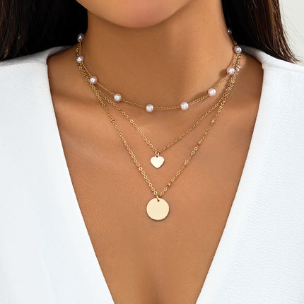 Coin Pendant Chain Necklace Long Multilayer