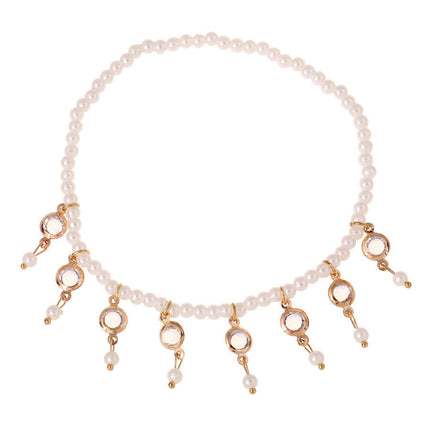 Summer Pearl Beaded Anklets Boho Crystal Tassel Ankle Bracelets