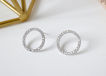 Round Full Rhinestone Stud Earrings