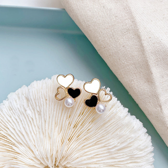 Women Cute White Enamel Heart Necklace